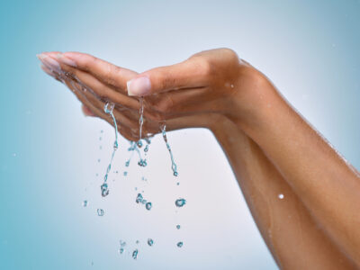 water dripping from hands